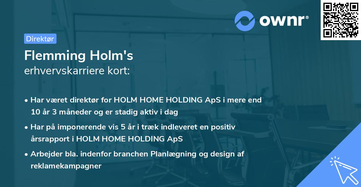 Flemming Holm's erhvervskarriere kort