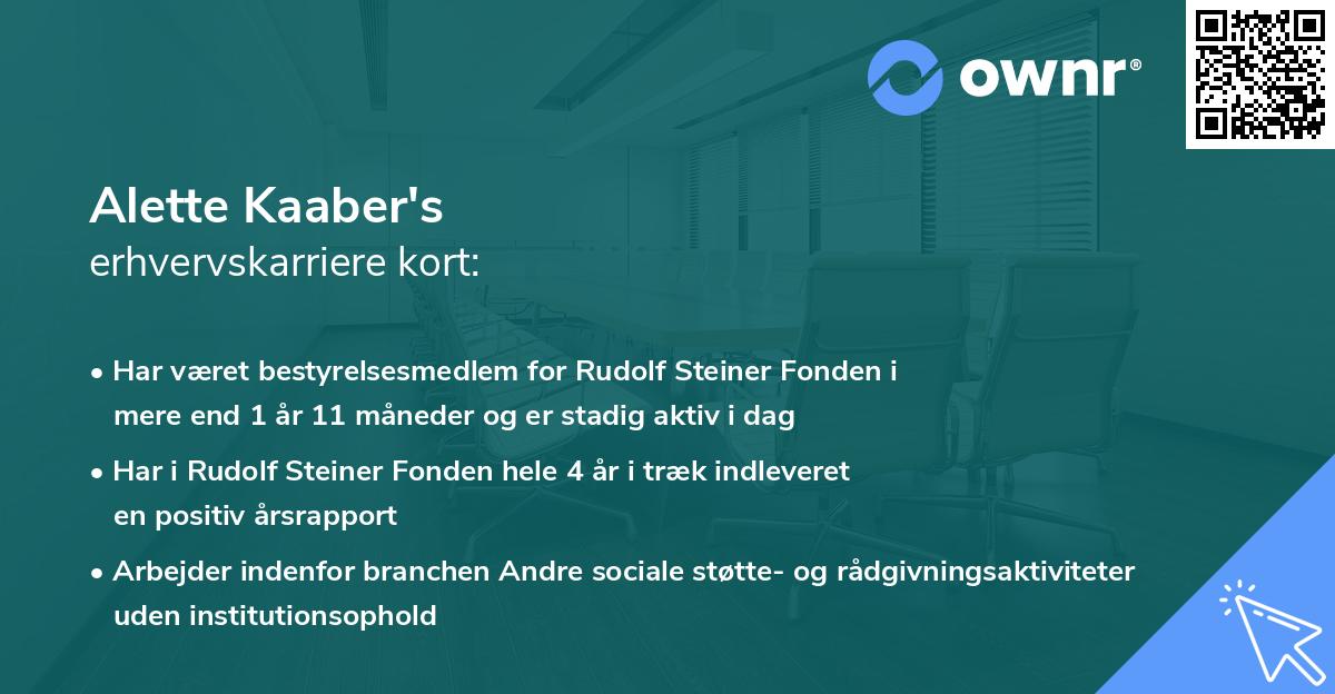 Alette Kaaber's erhvervskarriere kort