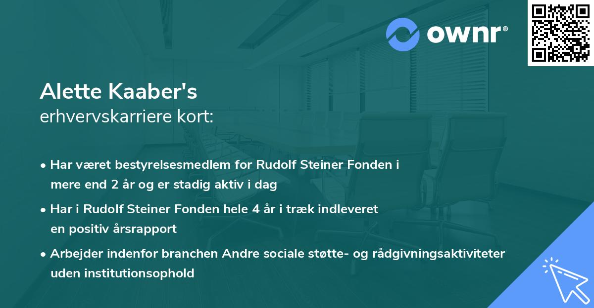 Alette Kaaber's erhvervskarriere kort