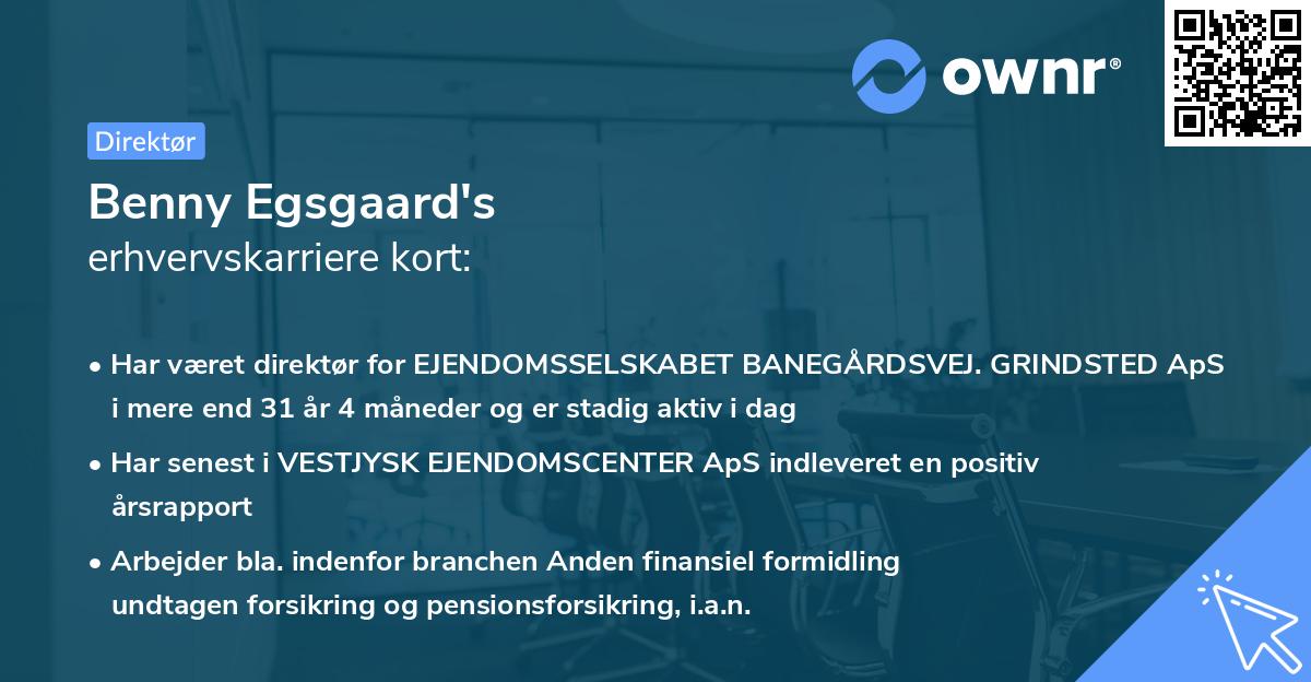 Benny Egsgaard's erhvervskarriere kort