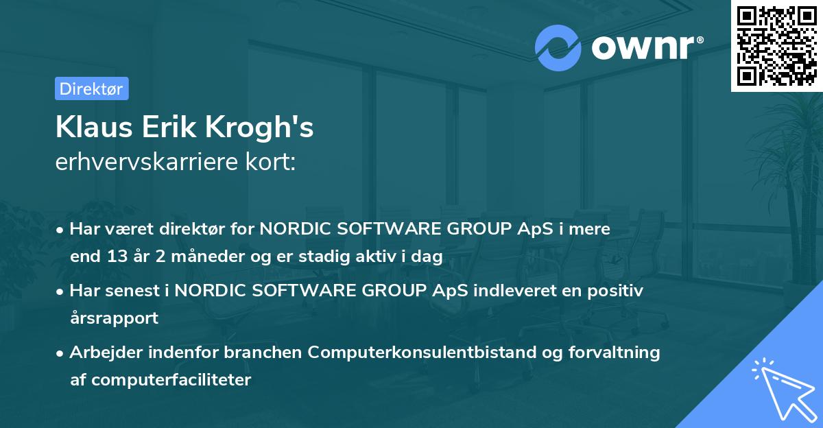 Klaus Erik Krogh's erhvervskarriere kort