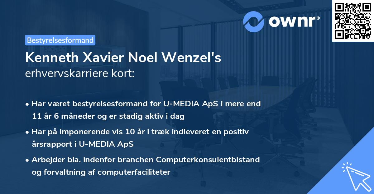 Kenneth Xavier Noel Wenzel's erhvervskarriere kort