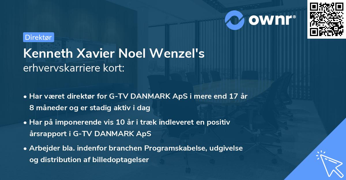 Kenneth Xavier Noel Wenzel's erhvervskarriere kort