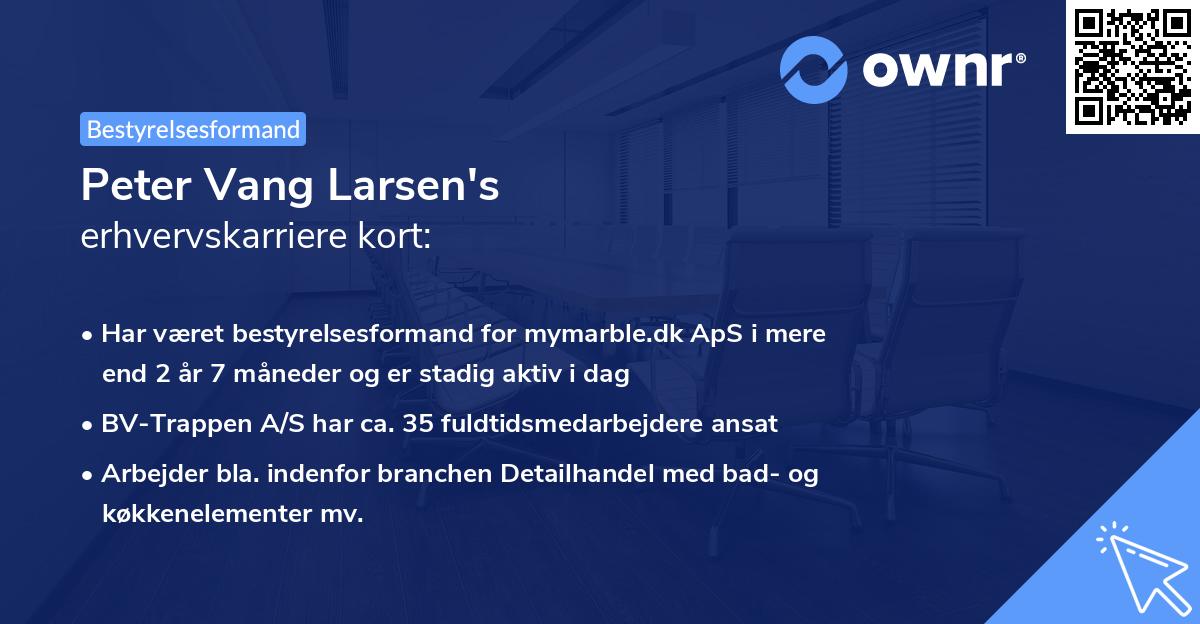 Peter Vang Larsen's erhvervskarriere kort