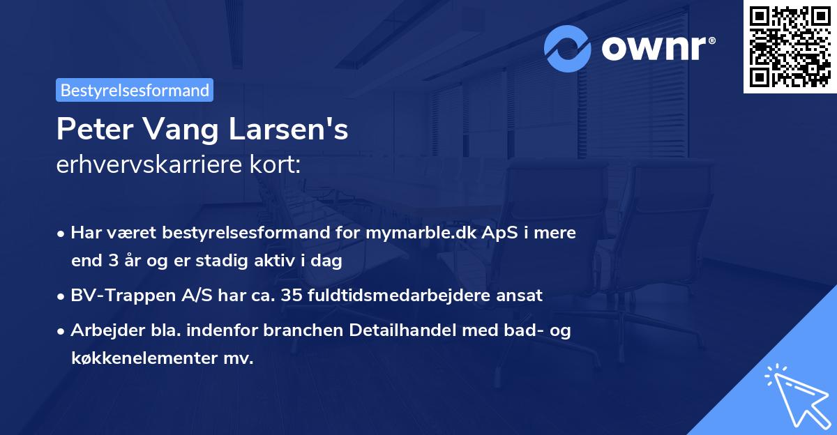 Peter Vang Larsen's erhvervskarriere kort