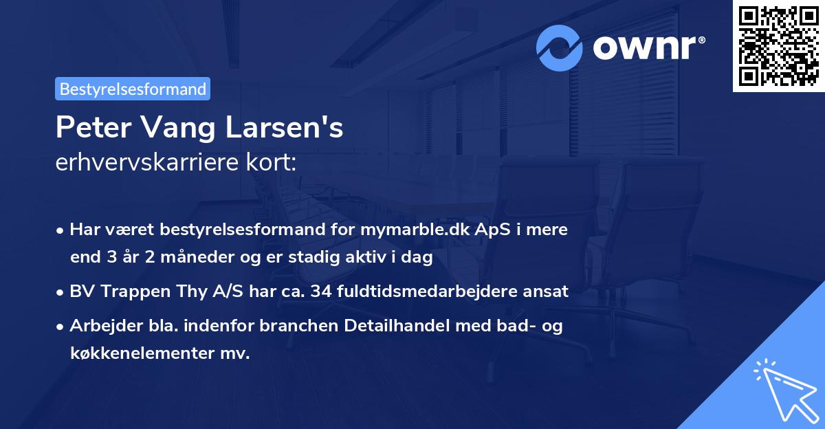 Peter Vang Larsen's erhvervskarriere kort