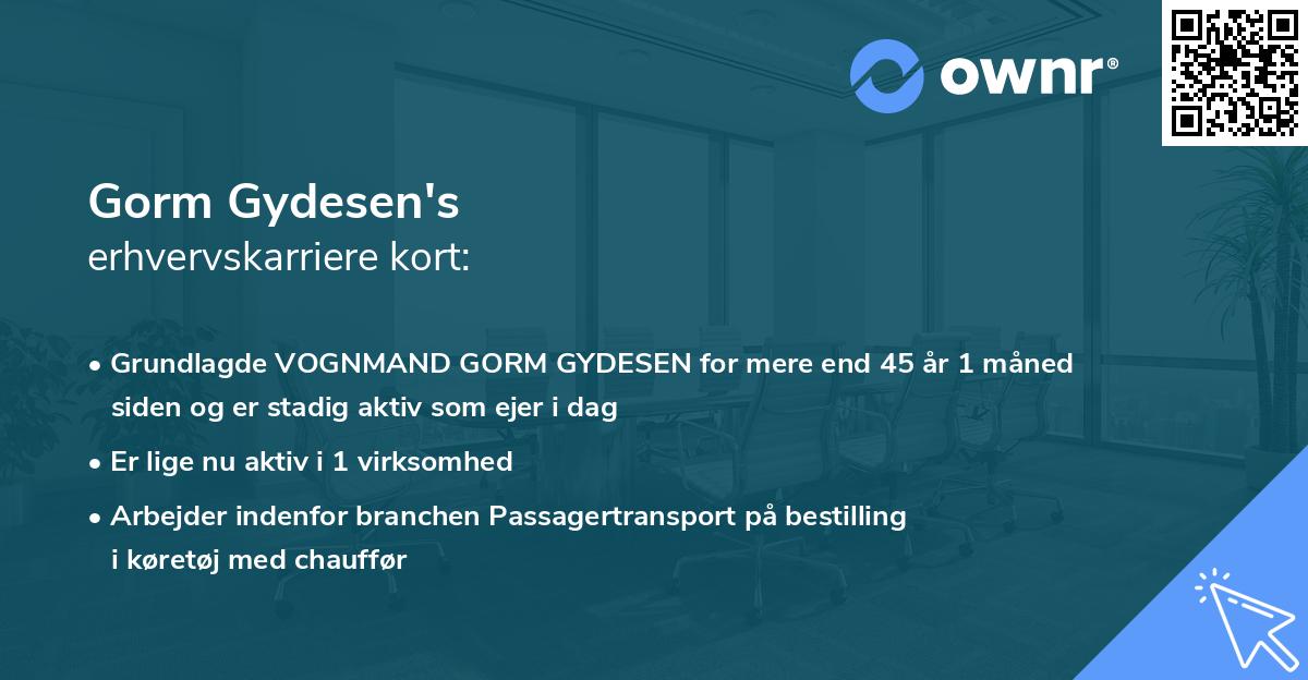 Gorm Gydesen's erhvervskarriere kort