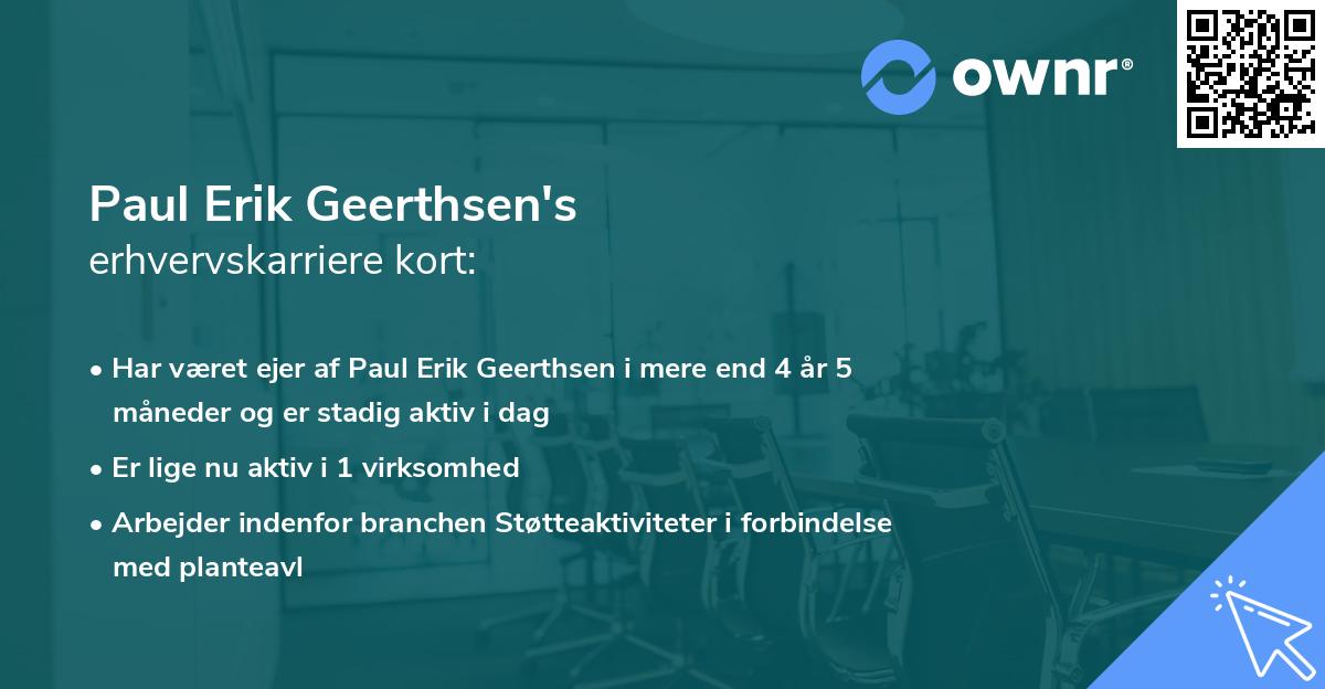 Paul Erik Geerthsen's erhvervskarriere kort