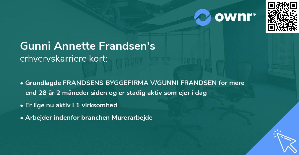 Gunni Annette Frandsen's erhvervskarriere kort