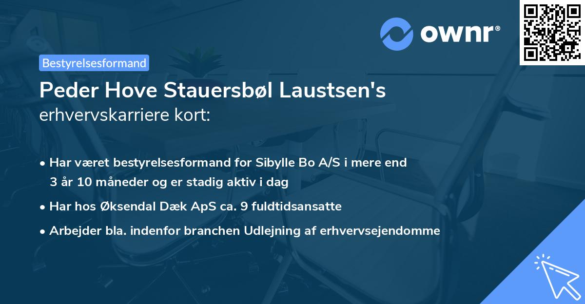 Peder Hove Stauersbøl Laustsen's erhvervskarriere kort