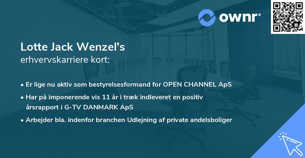 Lotte Jack Wenzel's erhvervskarriere kort