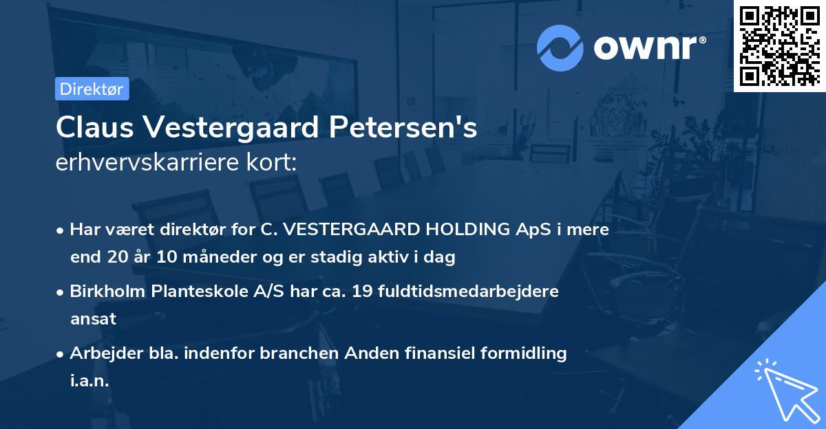 Claus Vestergaard Petersen's erhvervskarriere kort