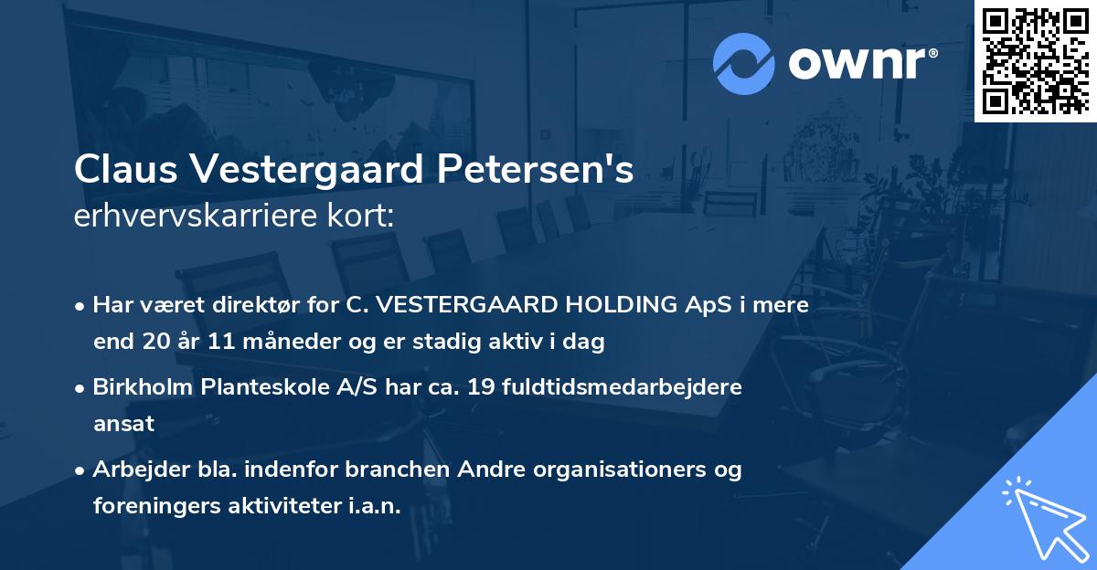 Claus Vestergaard Petersen's erhvervskarriere kort