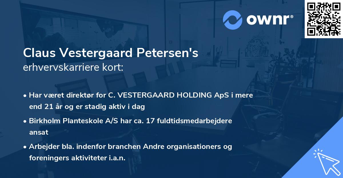 Claus Vestergaard Petersen's erhvervskarriere kort