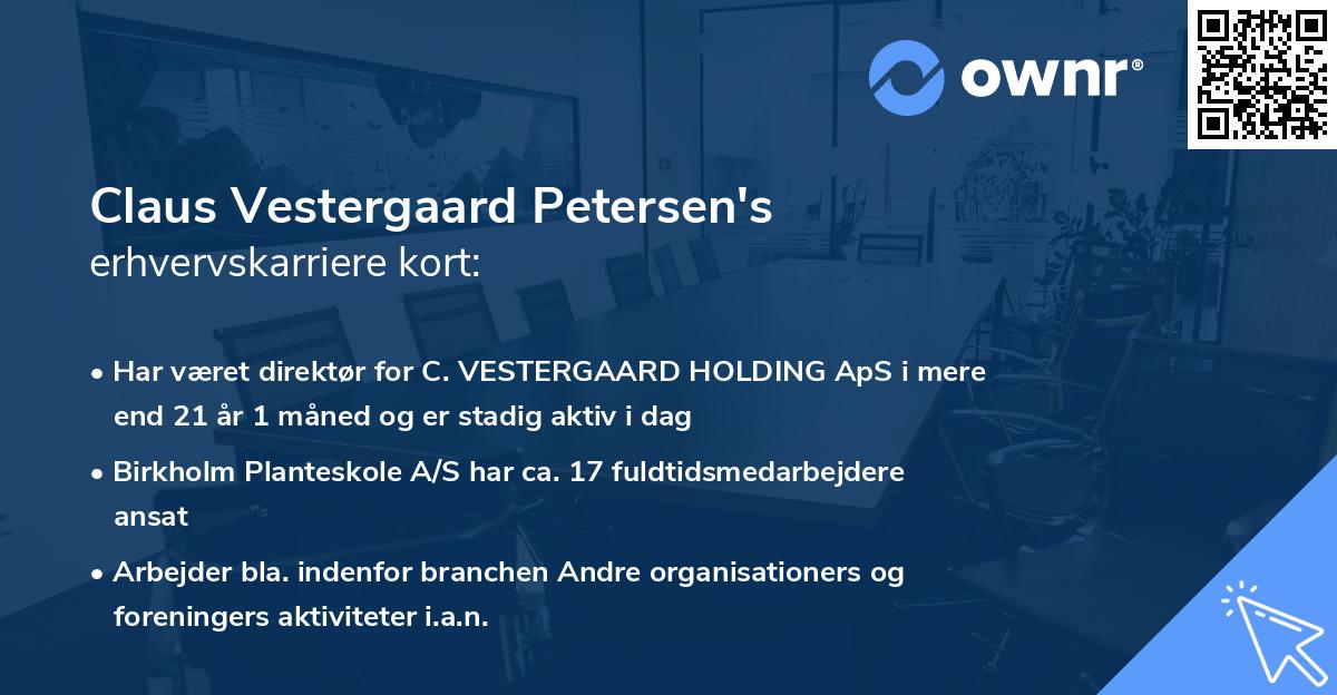 Claus Vestergaard Petersen's erhvervskarriere kort