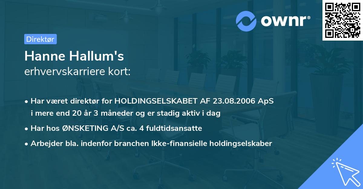 Hanne Hallum's erhvervskarriere kort