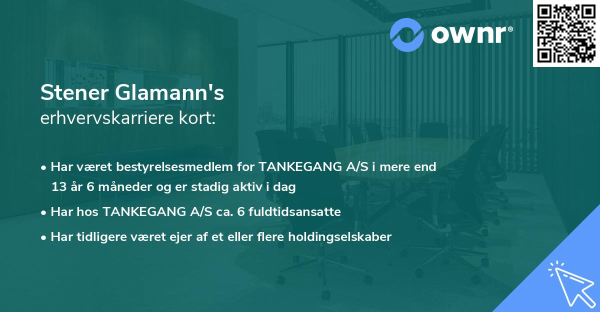 Stener Glamann's erhvervskarriere kort