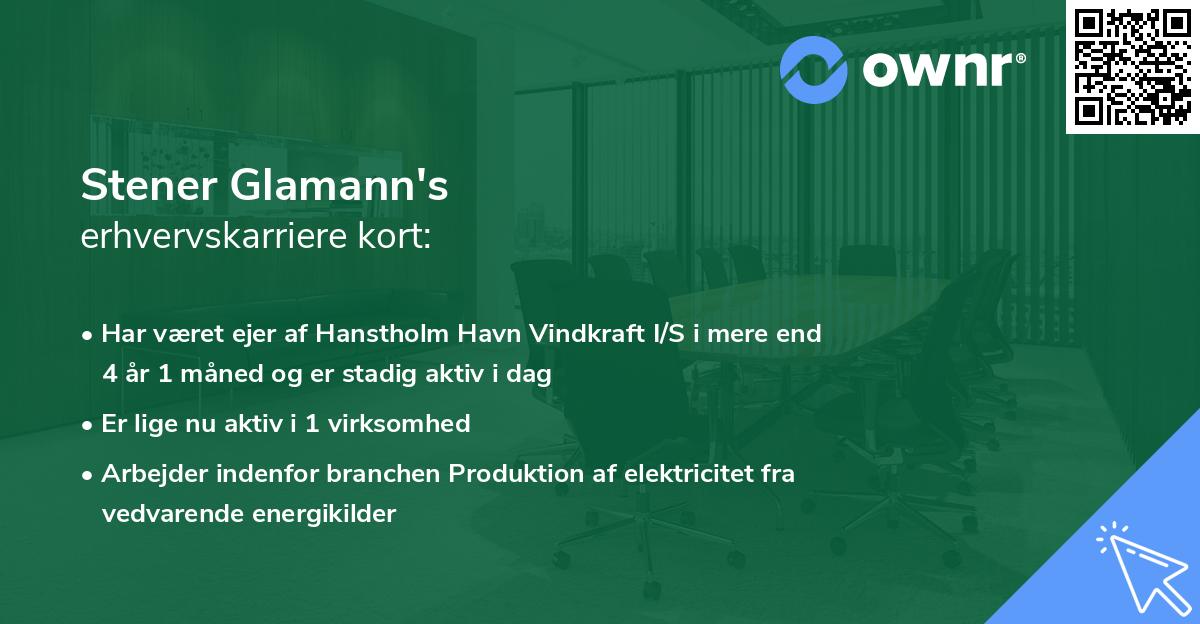 Stener Glamann's erhvervskarriere kort
