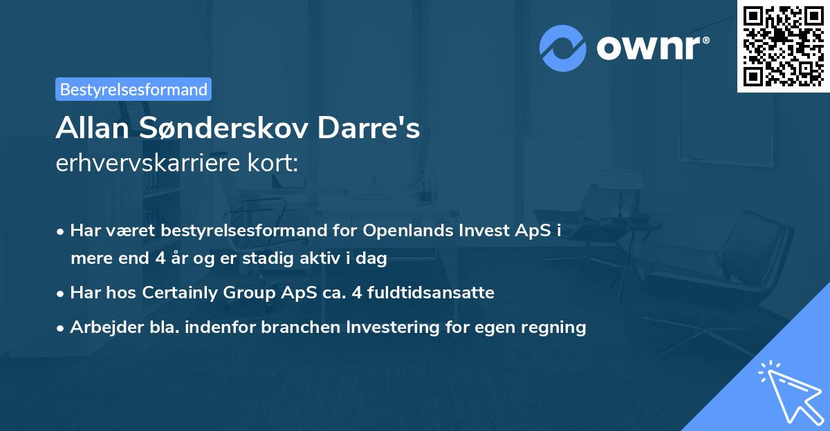 Allan Sønderskov Darre's erhvervskarriere kort
