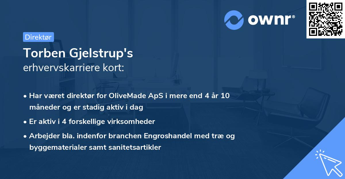 Torben Gjelstrup's erhvervskarriere kort