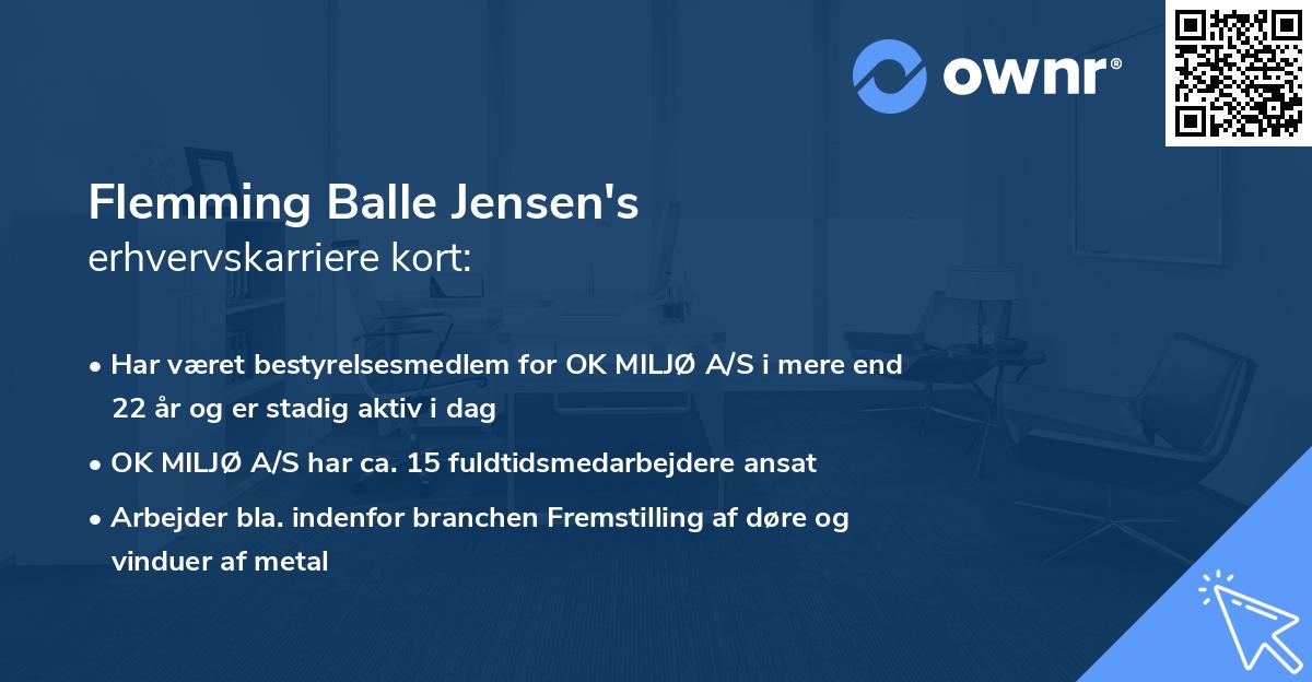 Flemming Balle Jensen's erhvervskarriere kort