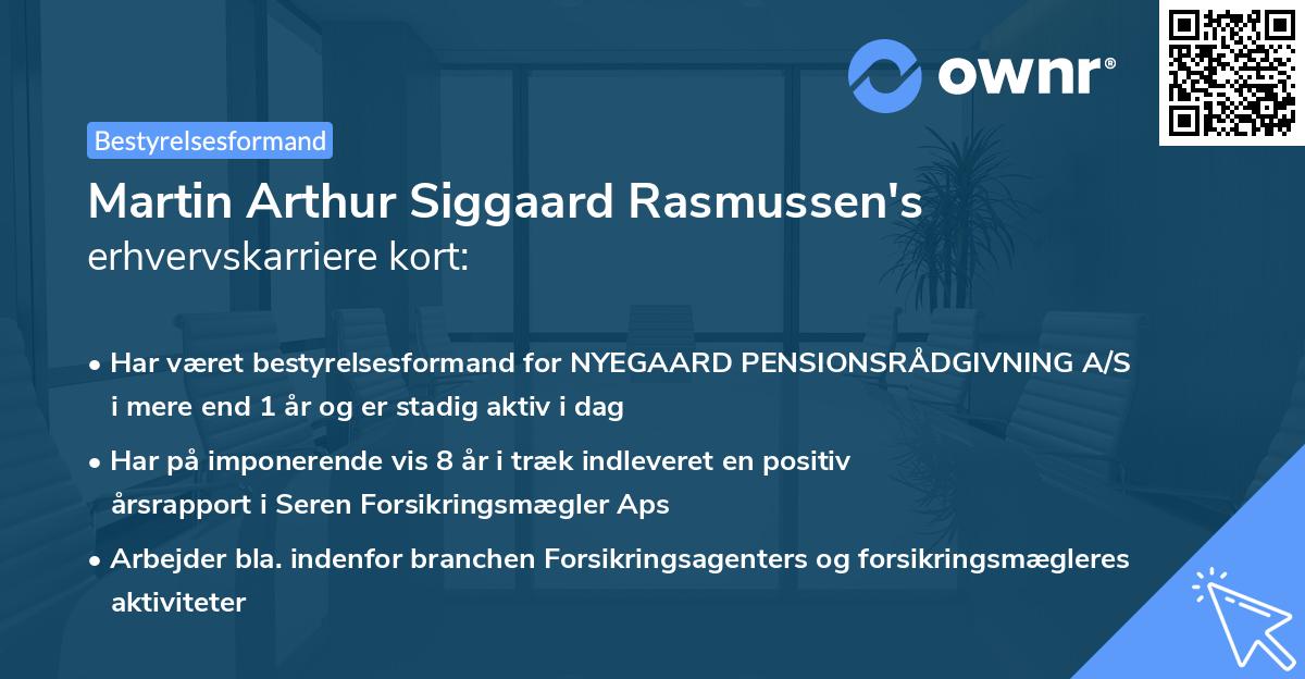 Martin Arthur Siggaard Rasmussen's erhvervskarriere kort