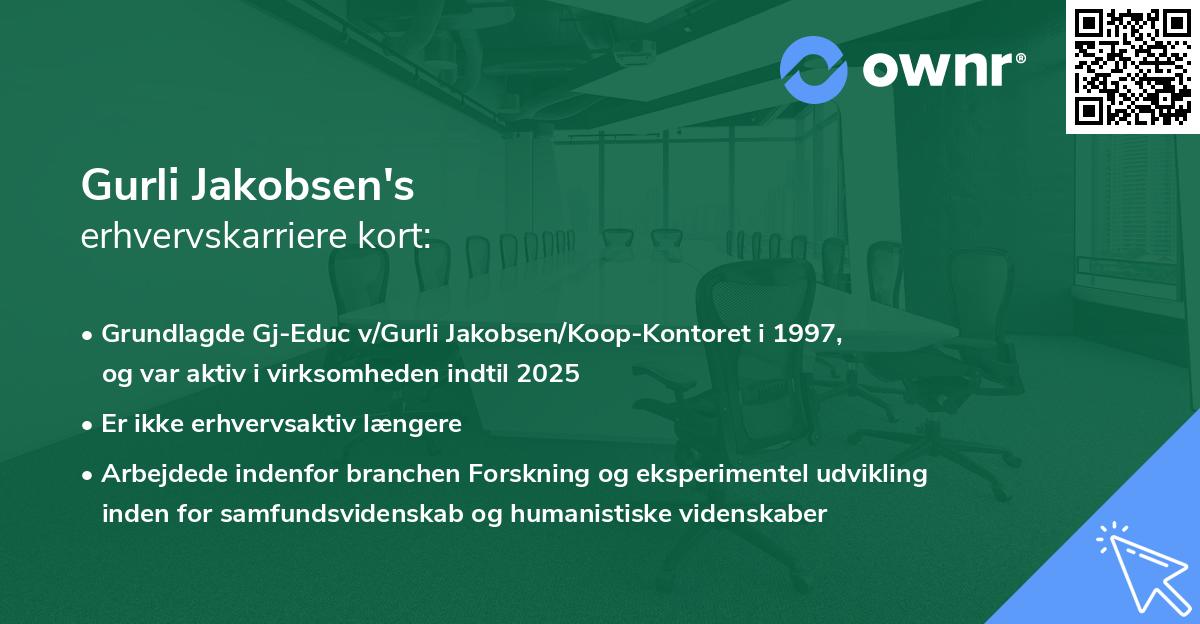 Gurli Jakobsen's erhvervskarriere kort