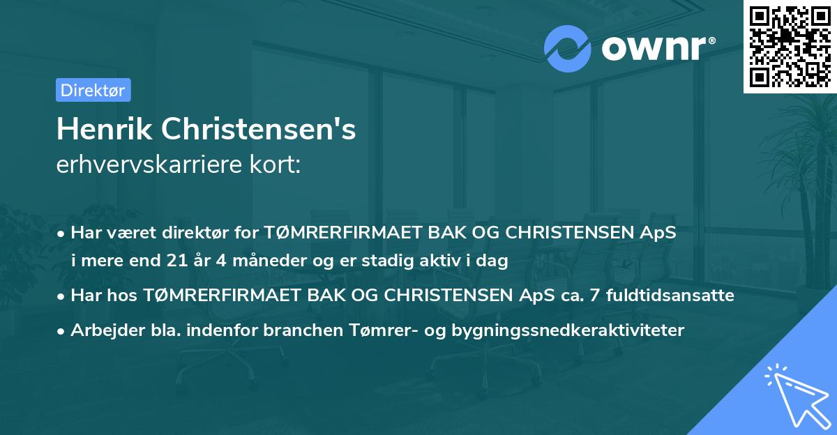 Henrik Christensen's erhvervskarriere kort