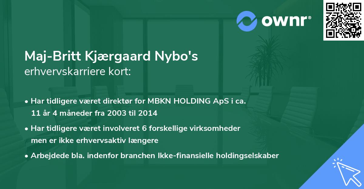 Maj-Britt Kjærgaard Nybo's erhvervskarriere kort