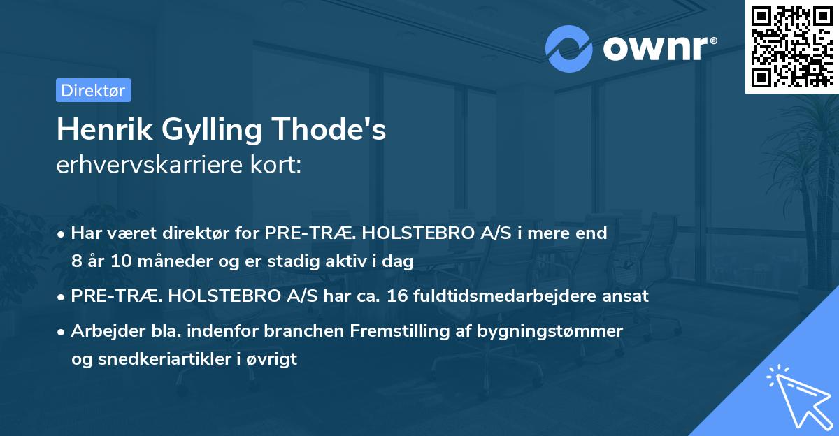 Henrik Gylling Thode's erhvervskarriere kort