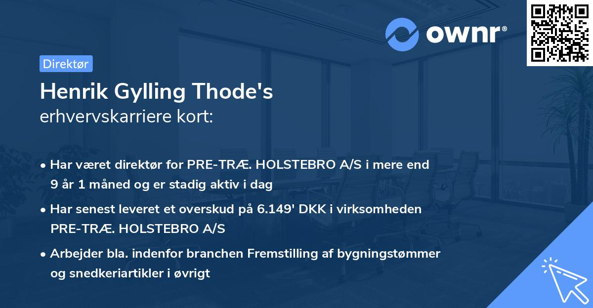 Henrik Gylling Thode's erhvervskarriere kort