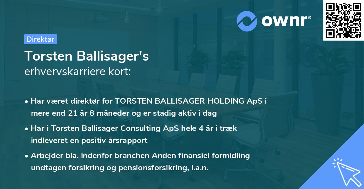 Torsten Ballisager's erhvervskarriere kort