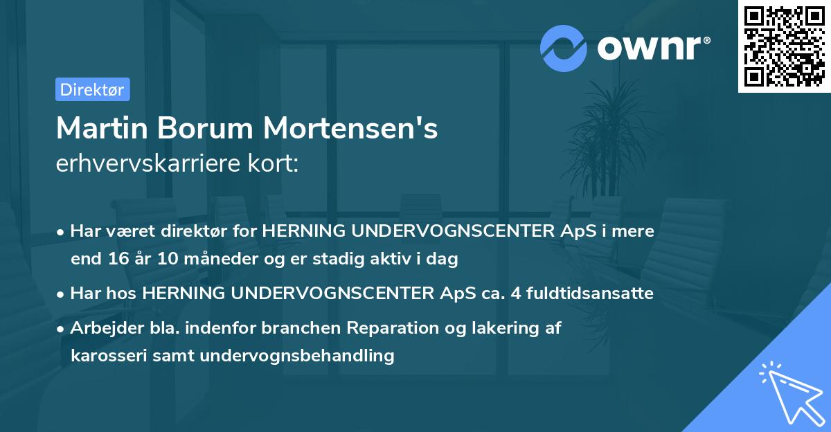 Martin Borum Mortensen's erhvervskarriere kort