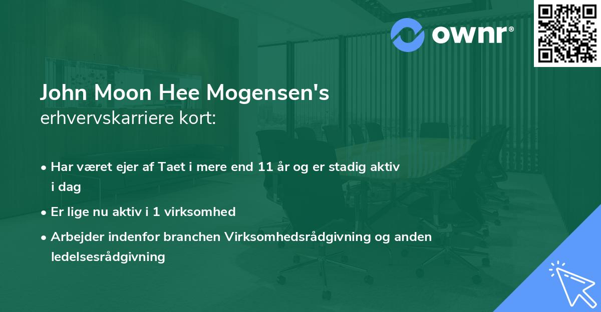 John Moon Hee Mogensen's erhvervskarriere kort