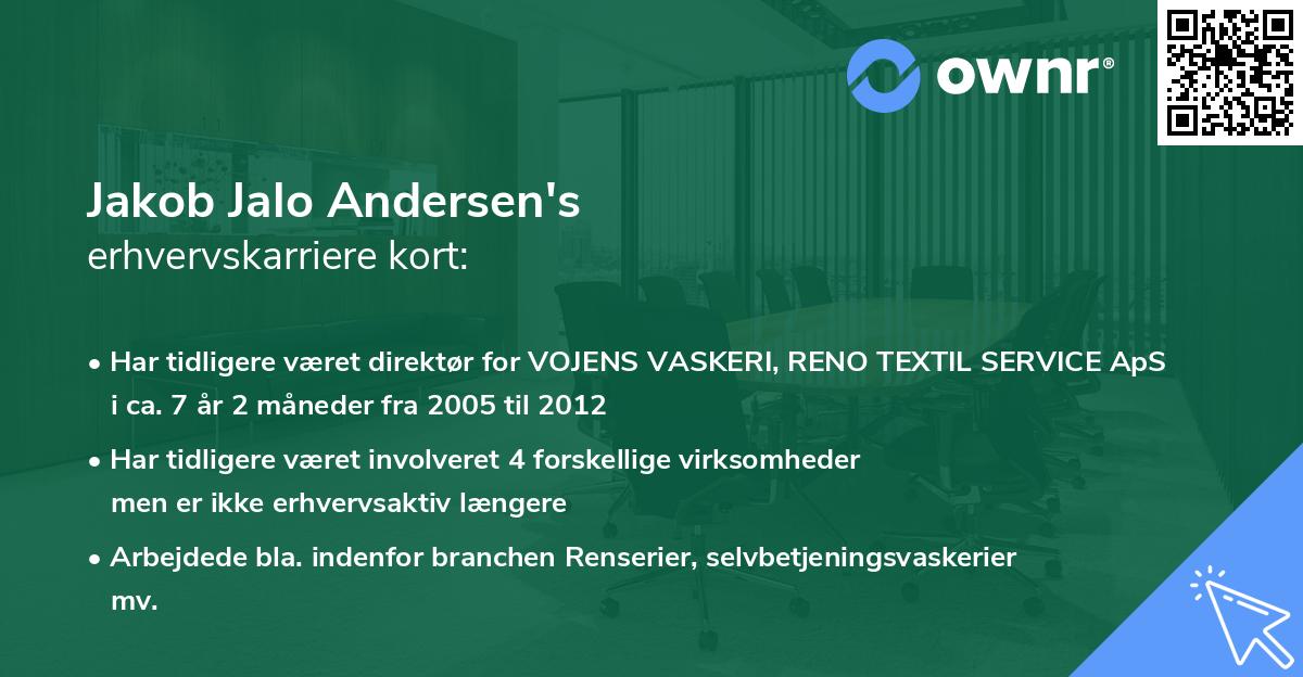Jakob Jalo Andersen's erhvervskarriere kort