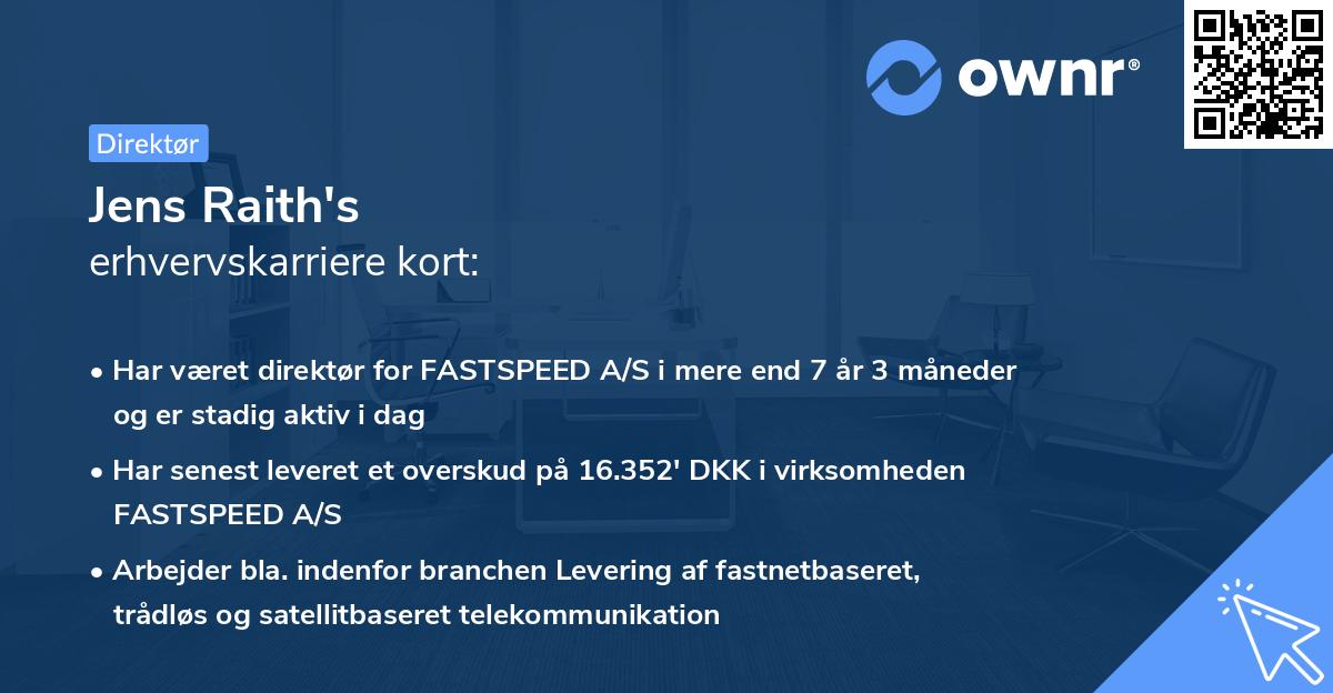 Jens Raith's erhvervskarriere kort