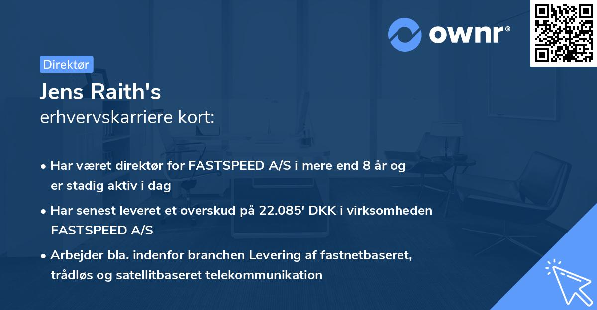 Jens Raith's erhvervskarriere kort