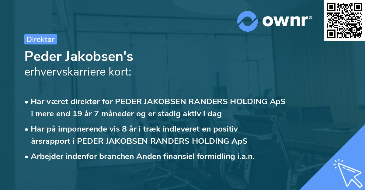Peder Jakobsen's erhvervskarriere kort