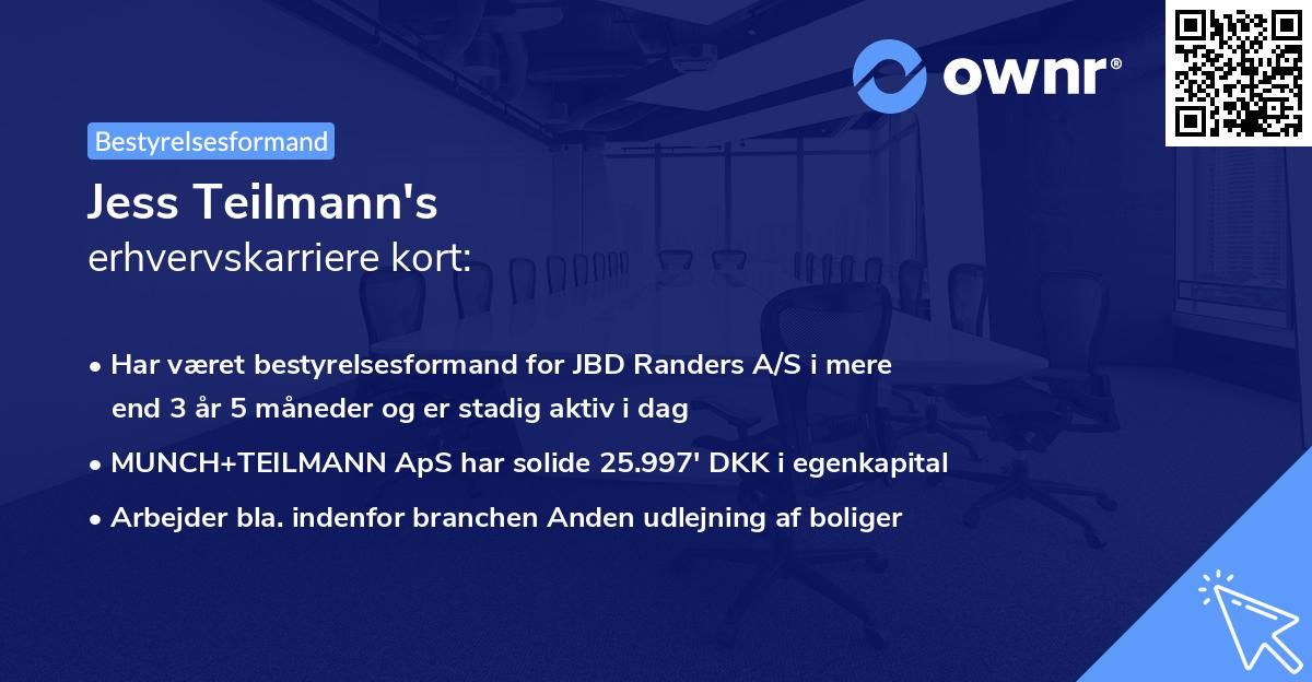 Jess Teilmann's erhvervskarriere kort