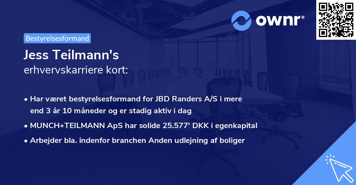 Jess Teilmann's erhvervskarriere kort