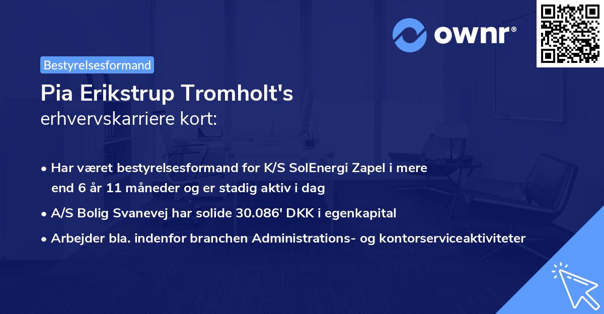 Pia Erikstrup Tromholt's erhvervskarriere kort