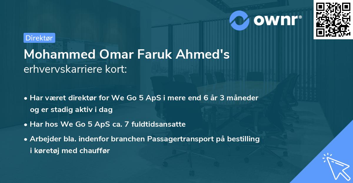 Mohammed Omar Faruk Ahmed's erhvervskarriere kort
