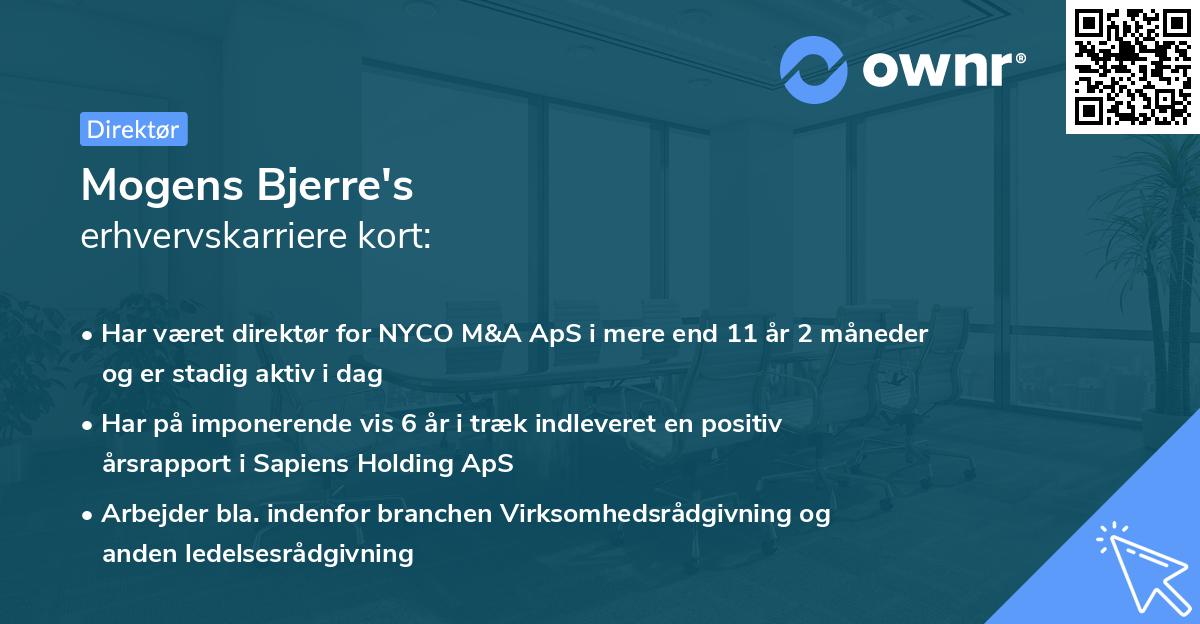 Mogens Bjerre's erhvervskarriere kort