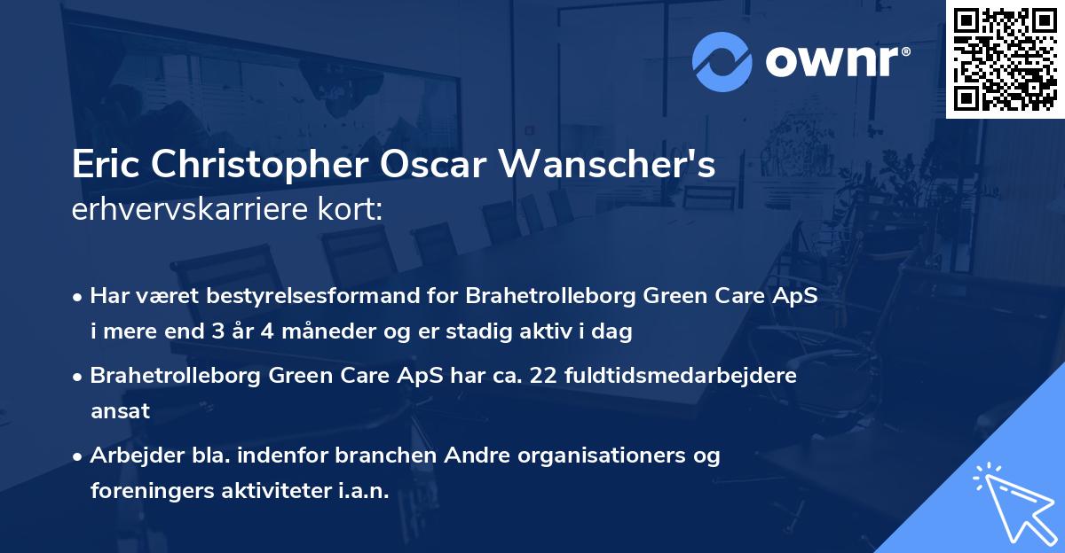 Eric Christopher Oscar Wanscher's erhvervskarriere kort