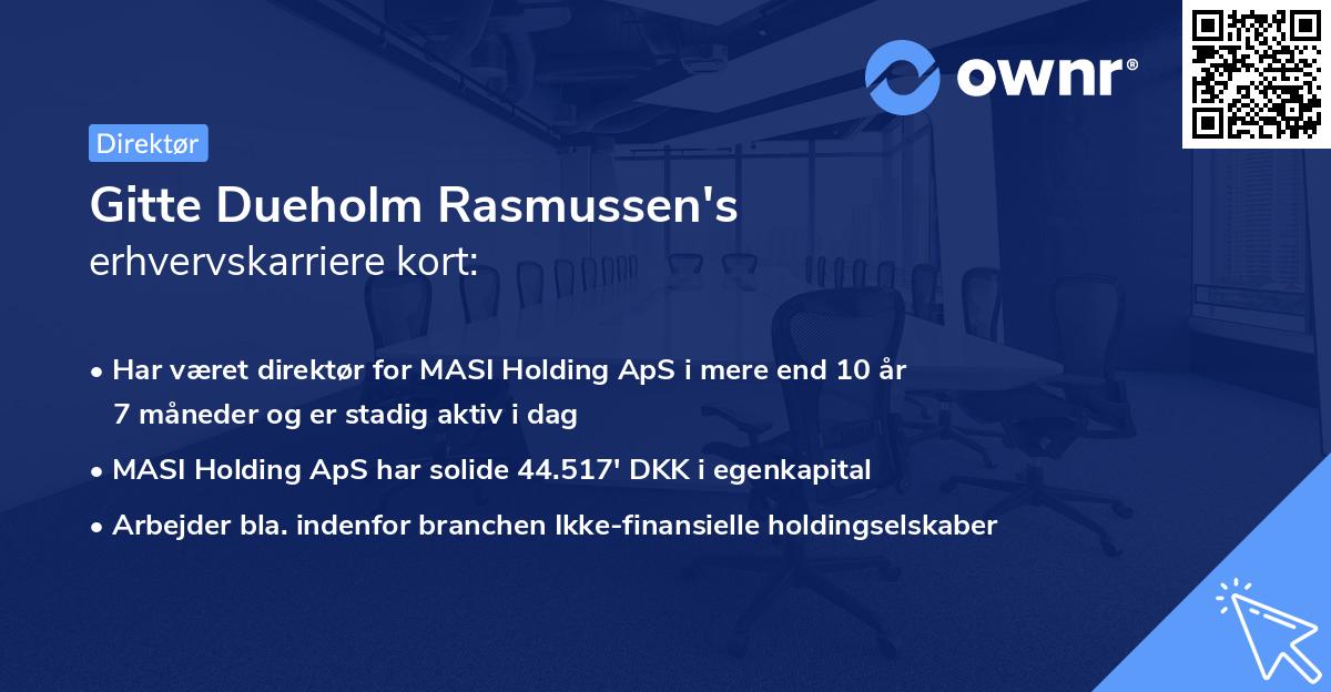 Gitte Dueholm Rasmussen's erhvervskarriere kort