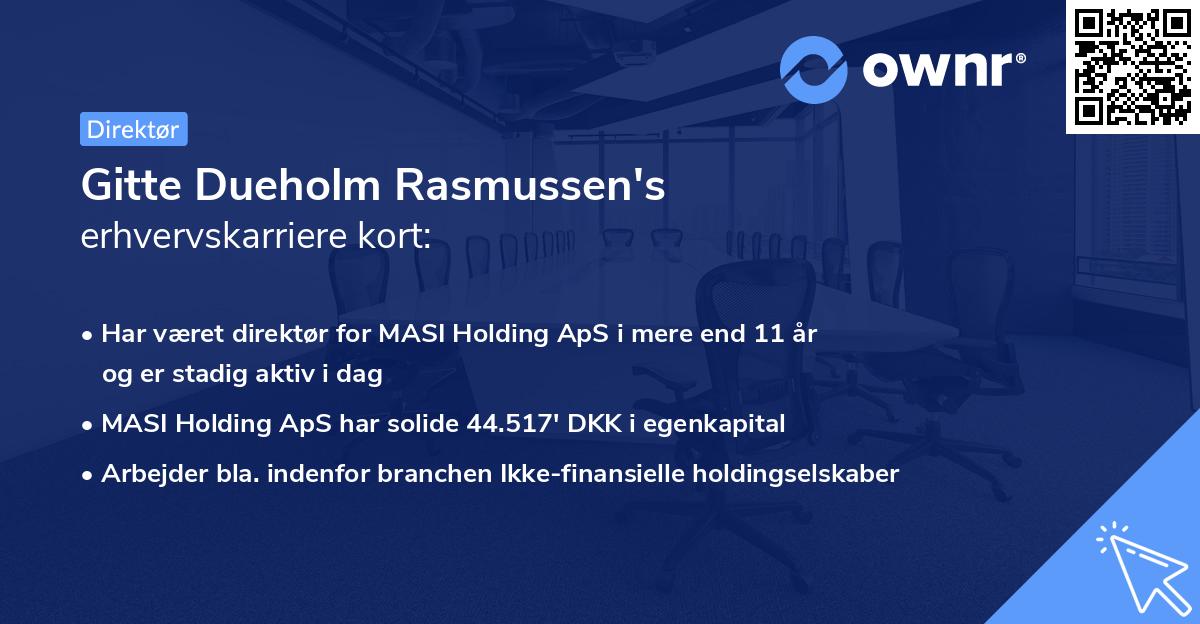 Gitte Dueholm Rasmussen's erhvervskarriere kort