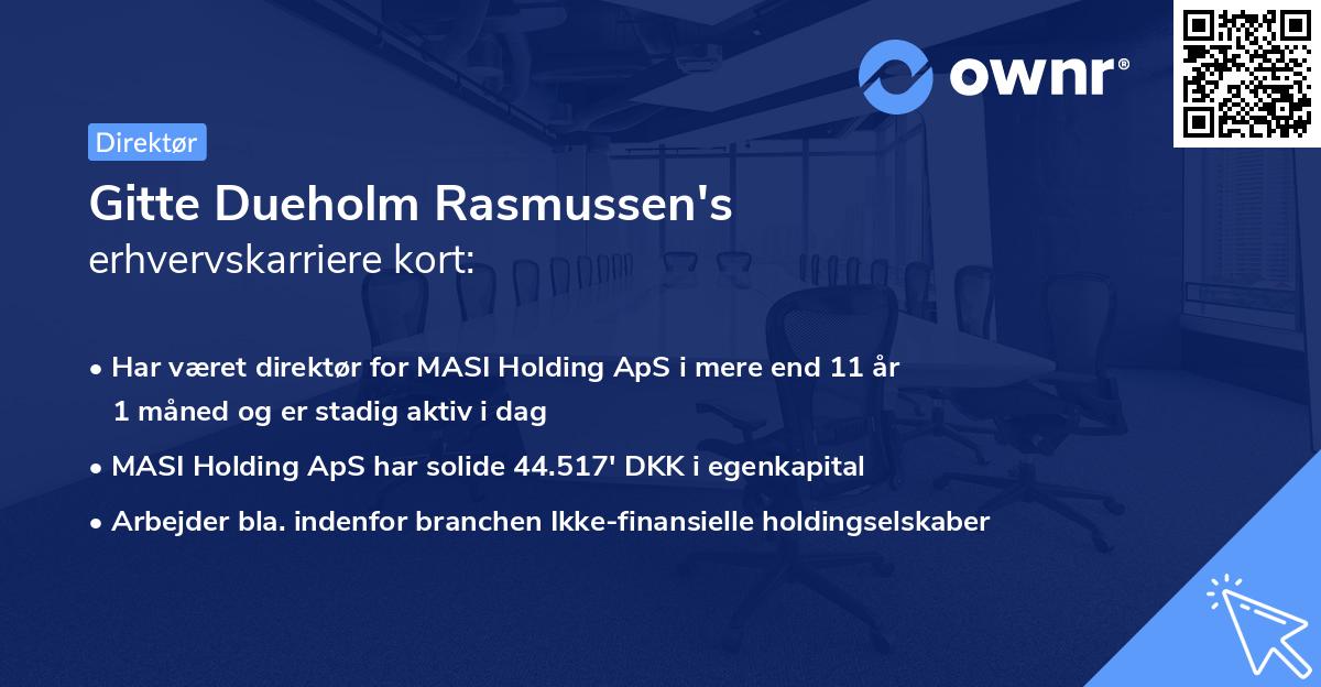 Gitte Dueholm Rasmussen's erhvervskarriere kort
