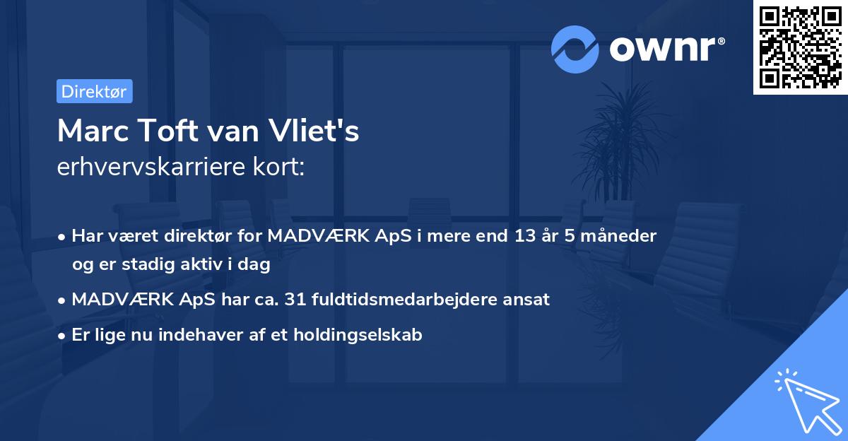 Marc Toft van Vliet's erhvervskarriere kort