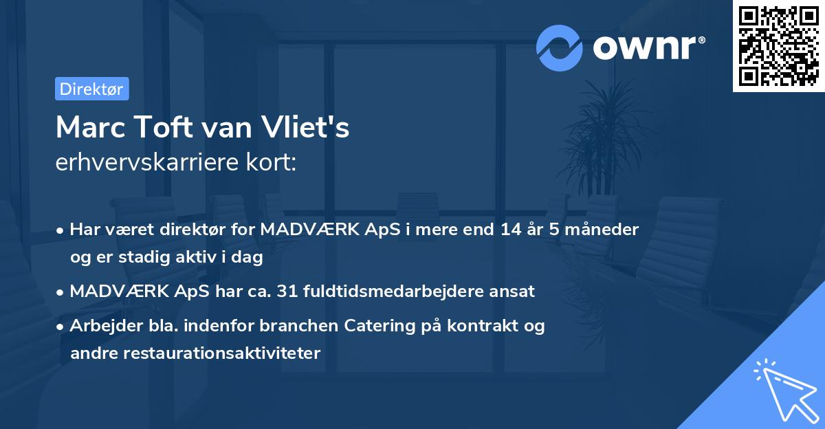 Marc Toft van Vliet's erhvervskarriere kort