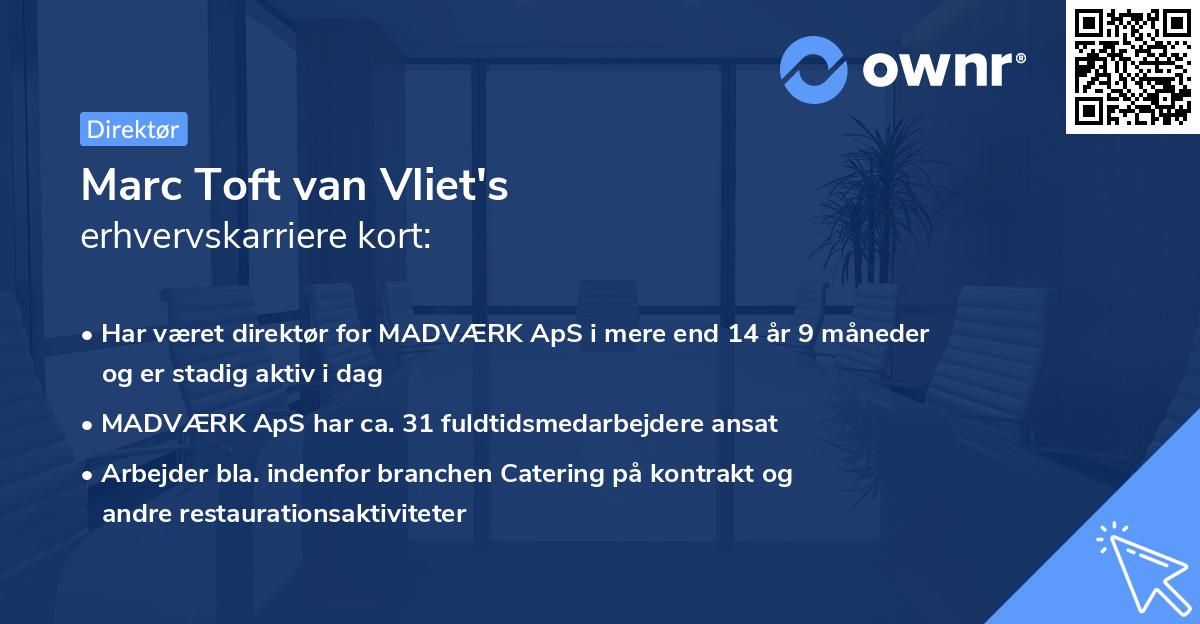 Marc Toft van Vliet's erhvervskarriere kort